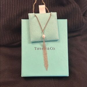 Tiffany & Co. Silver Necklace with Pearl Drop
